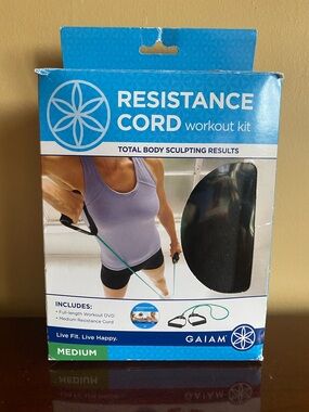 GAIAM Resistance Cord Workout Kit – Teal and Black New